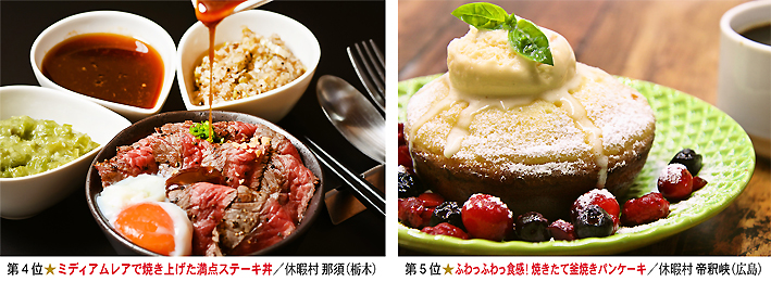 ④ステーキ丼／⑤パンケーキ